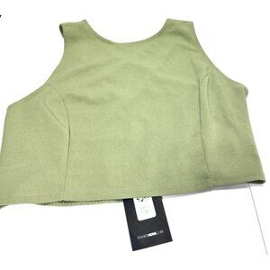 Fashion Nova Womens Plus Size 1X Sage Green Sleeveless Criss Cross Cropped Top